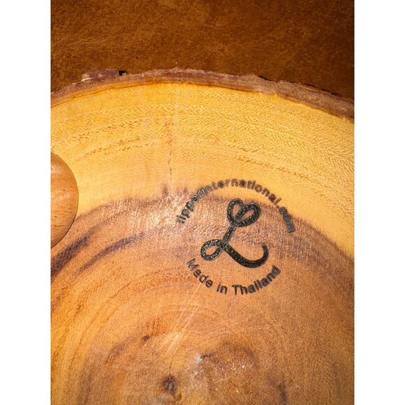 Rustic Wooden Leaf Engraved Decor Platter - Picture 2 of 7